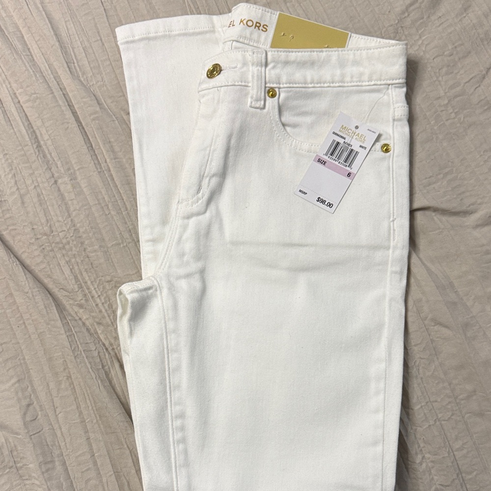 Michael Kors Women's Straight Leg White Jeans